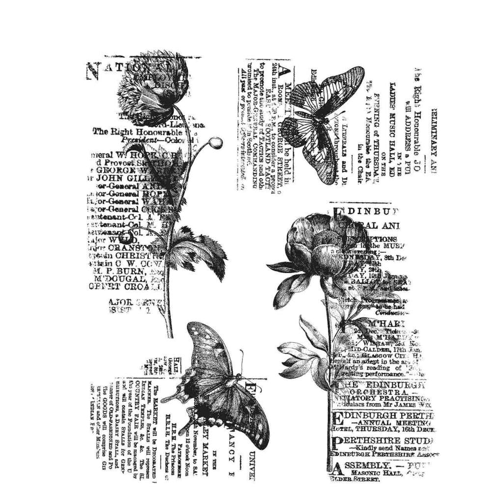 Tim Holtz 7"x8.5" Cling Stamp: Botanic Collage (CMS447)