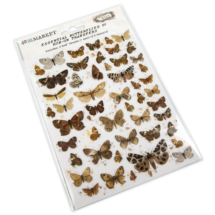 49 and Market Vintage Butterflies 01 6"x8" Rub-On Transfers, 2 Sheets (VB37520)