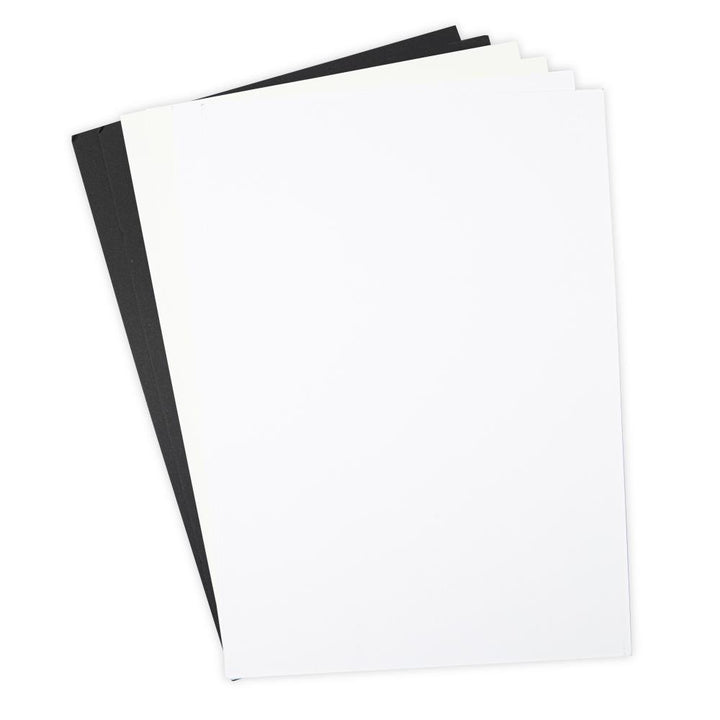 Sizzix 8"x12" Surfacez Smooth Cardstock 270gms: Black, Ivory & White (665989)