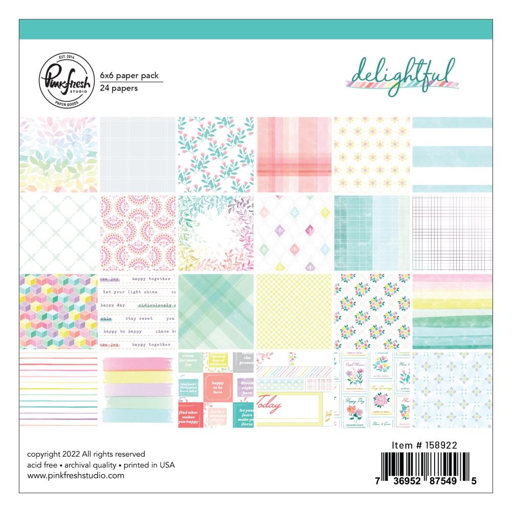 Pinkfresh Studio Delightful 6"x6" Double Side Paper Pack (PFDE8922)
