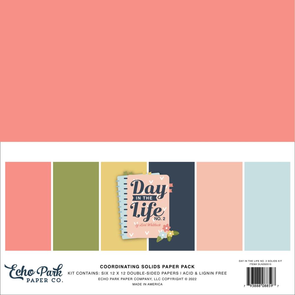 Echo Park Day In The Life No. 2 12"x12" Double Sided Solid Cardstock (LN292015)
