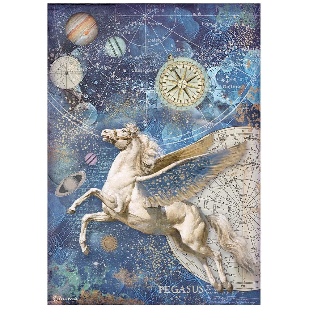 Stamperia Cosmos Infinity A4 Rice Paper Sheet: Pegasus (DFSA4721)