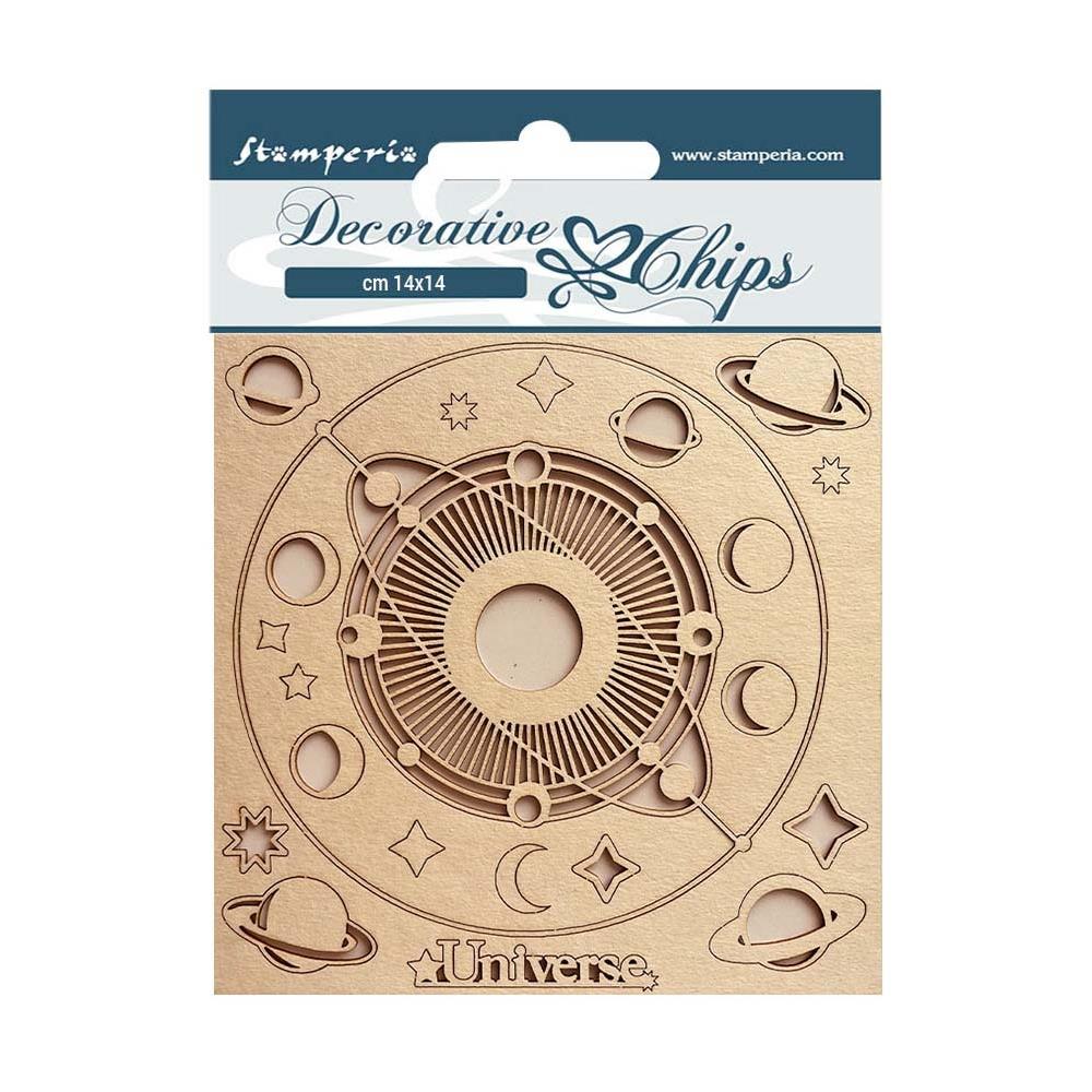 Stamperia Cosmos Infinity 5.5"x5.5" Decorative Chips: Universe (SCB147)