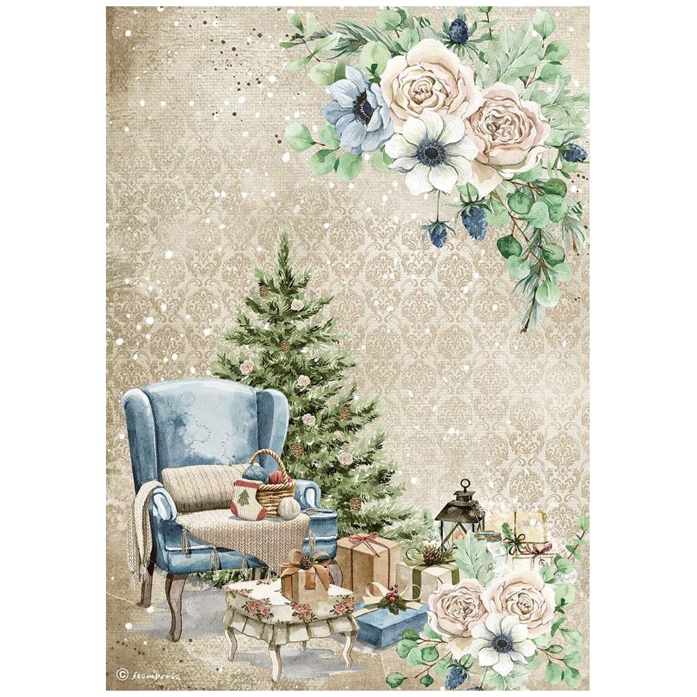 Stamperia Cozy Winter A4 Rice Paper Sheet: Chair (DFSA4709)