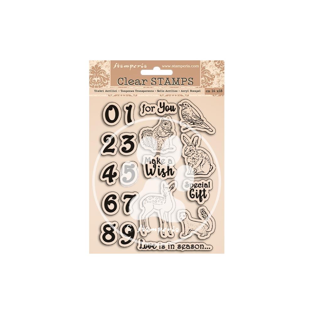 Stamperia Cozy Winter Clear Stamps: Numbers and Animals (WTK161)