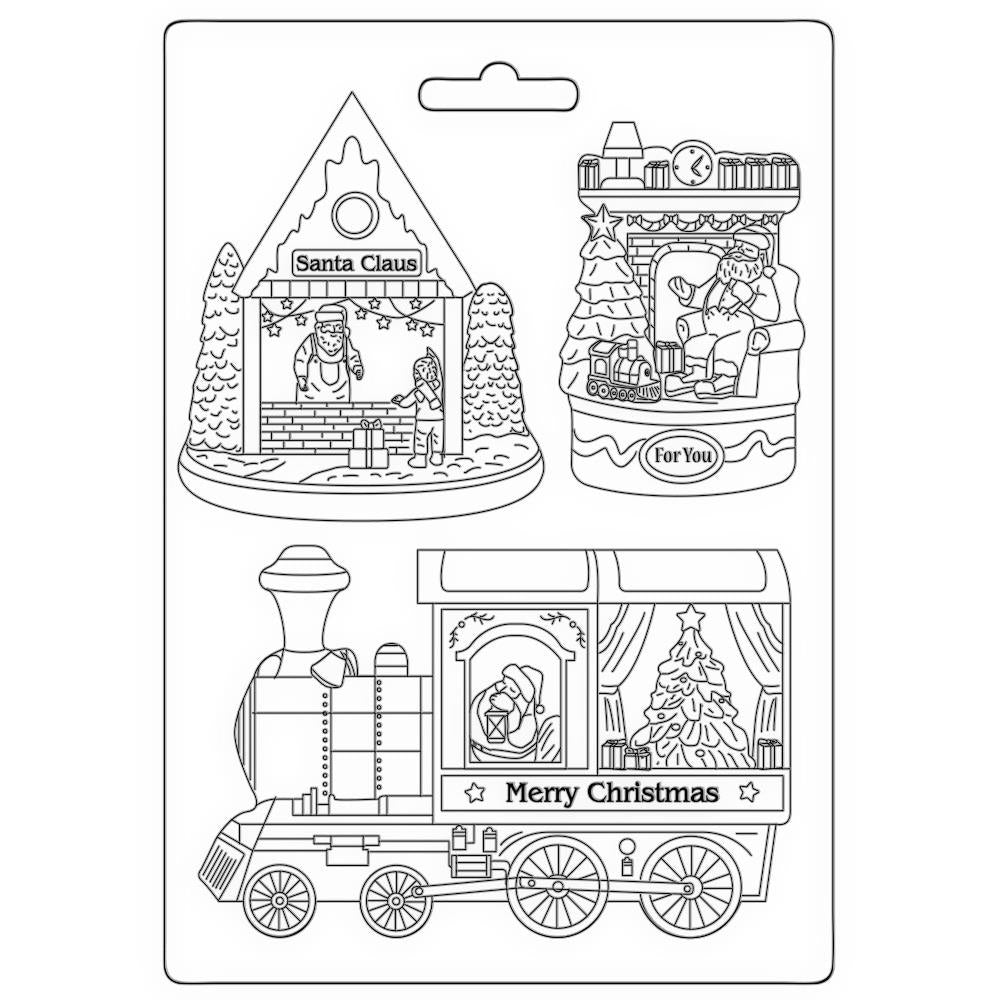 Stamperia A5 Soft Maxi Mould: Train Santa Claus (3PTA5635)