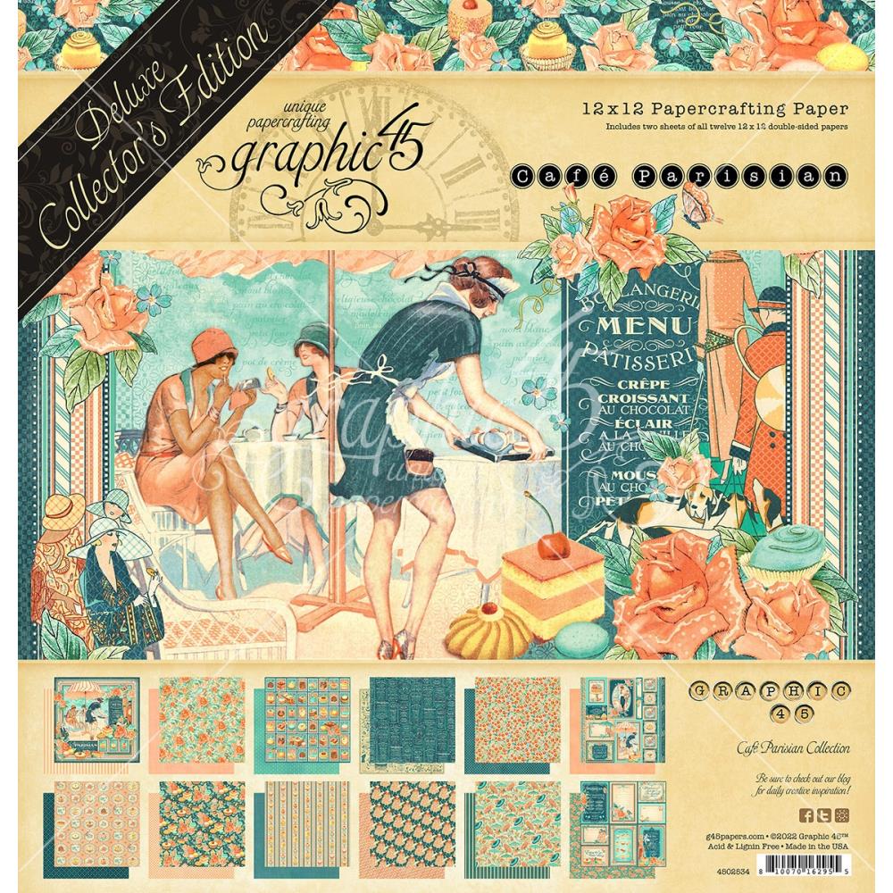 Graphic 45 Cafe Parisian 12"x12" Deluxe Collector's Essentials Pack (G4502534)
