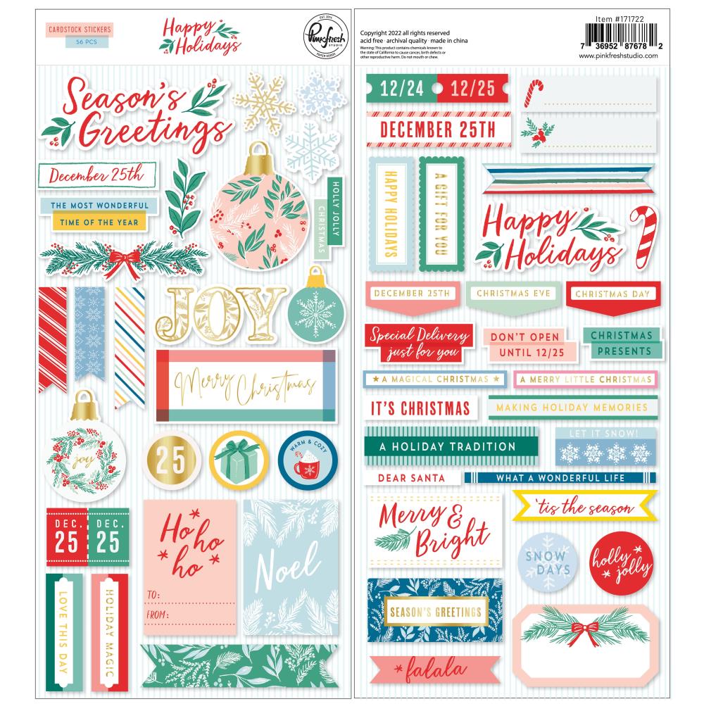 Pinkfresh Studio Happy Holidays Cardstock Stickers (PFHP1722)