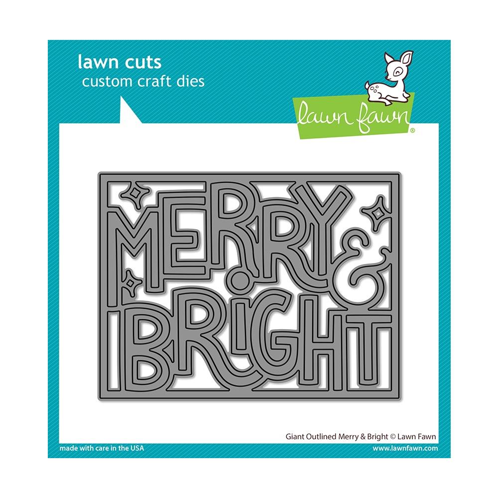 Lawn Fawn Custom Craft Dies: Giant Outlined 'Merry and Bright' (LF2973)