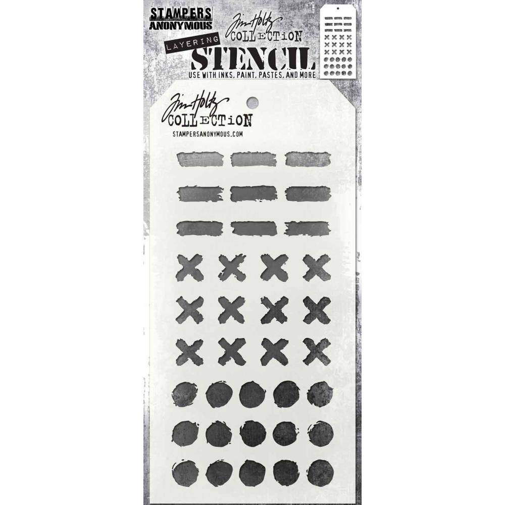 Tim Holtz 4"x8.5" Layering Stencil: Markings, by Stampers Anonymous (THS160)