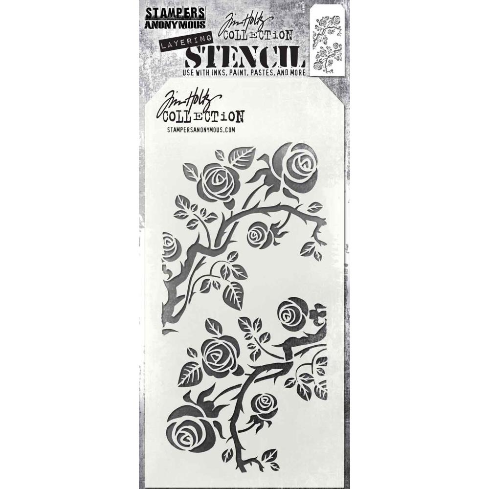 Tim Holtz 4"x8.5" Layering Stencil: Thorned, by Stampers Anonymous (THS162)