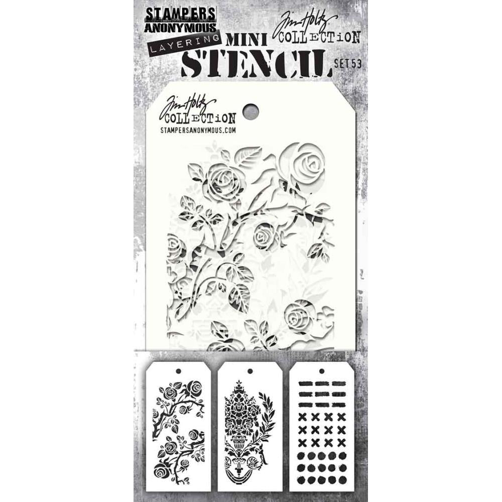 Tim Holtz Mini Layering Stencil Set #53, 3/Pkg, by Stampers Anonymous (MTS53)