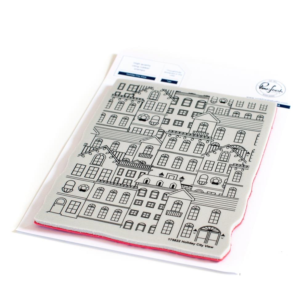 Pinkfresh Studio A2 Cling Rubber Stamps: Holiday City View (PF175822)