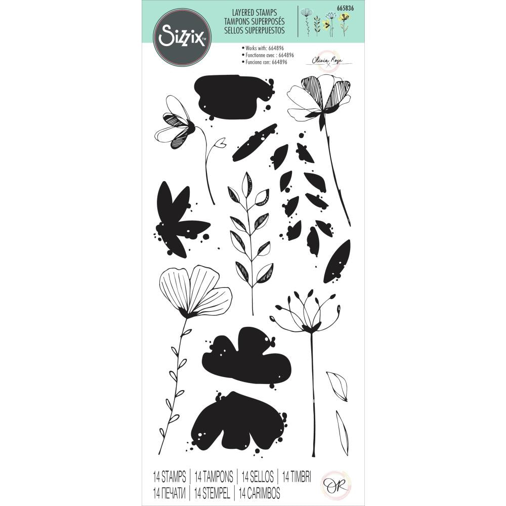 Sizzix Layered Clear Stamps: Watercolor Flowers, by Olivia Rose (665836)