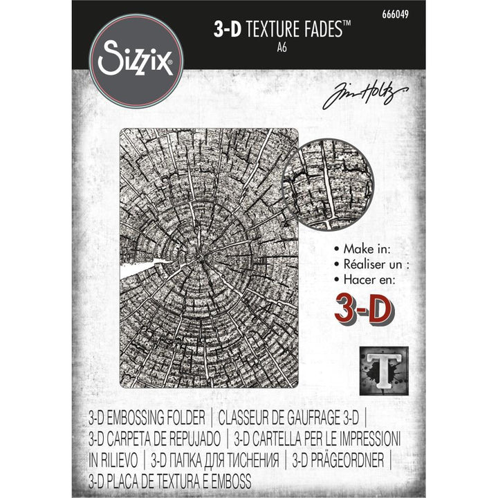 Tim Holtz 3D Texture Fades Embossing Folder: Tree Rings, by Sizzix (666049)