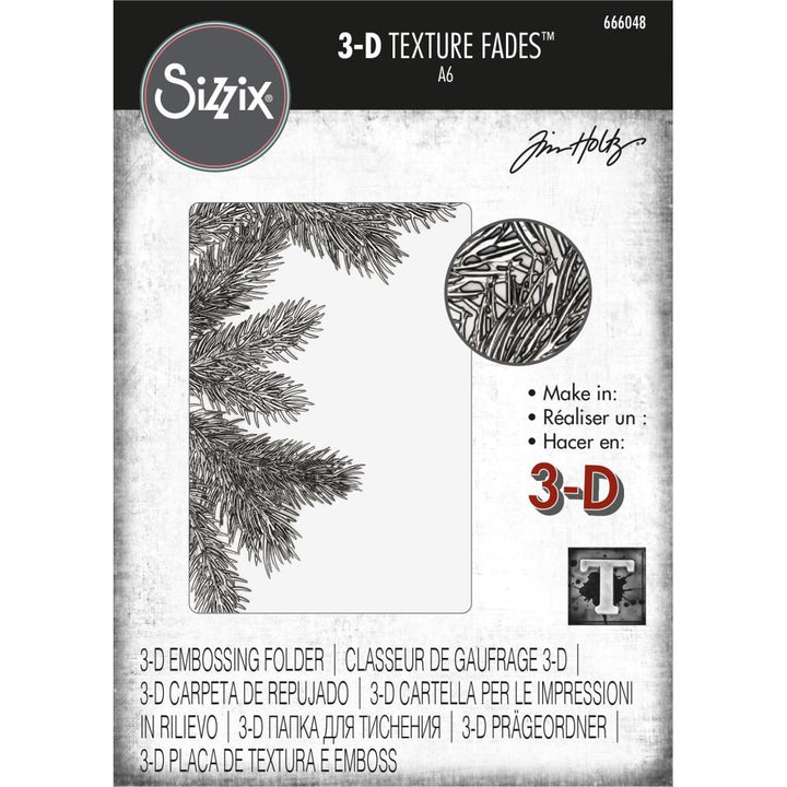 Tim Holtz 3D Texture Fades Embossing Folder: Pine Branches, by Sizzix (666048)