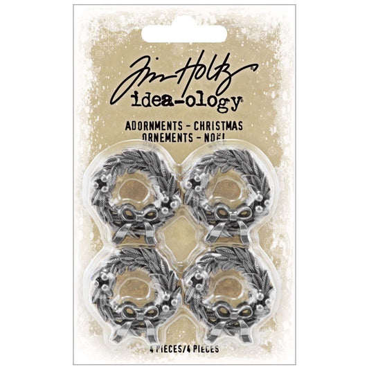 Tim Holtz Idea-Ology Christmas Metal Adornments, 4/Pkg (TH94300)