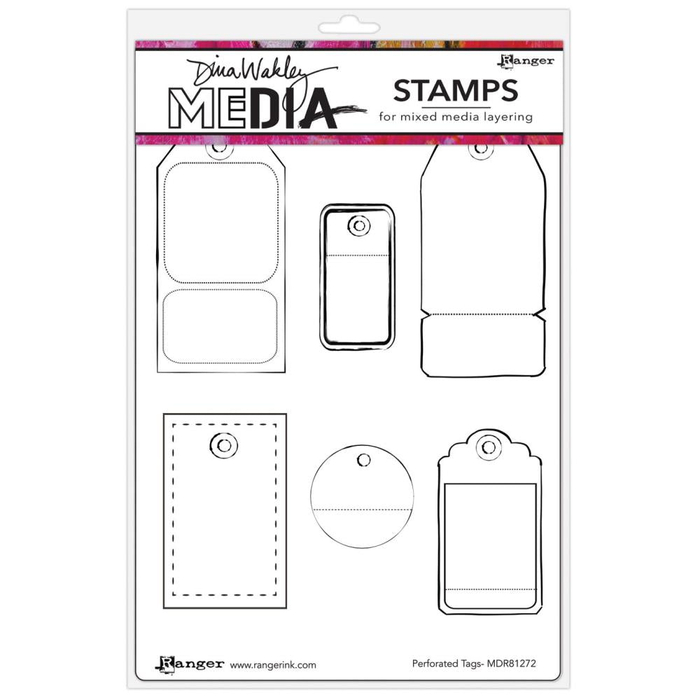 Dina Wakley 6"x9" Cling Stamps: Perforated Tags (MDR81272)
