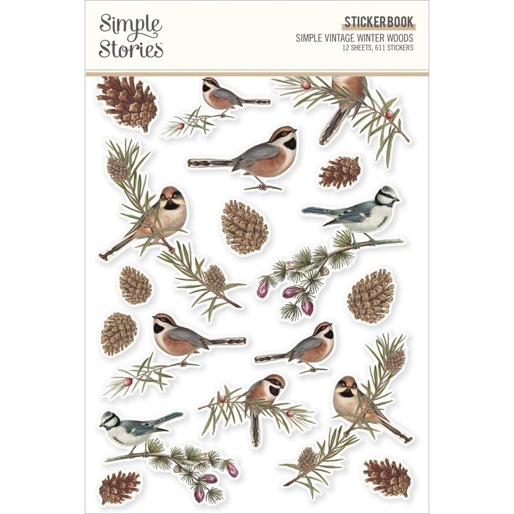 Simple Stories Vintage Winter Woods Sticker Book, 12 Sheets (SVWW9124)