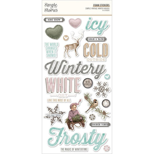 Simple Stories Vintage Winter Woods Foam Stickers, 49/Pkg (SVWW9127)