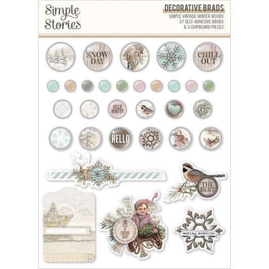 Simple Stories Vintage Winter Woods Decorative Brads (SVWW9129)