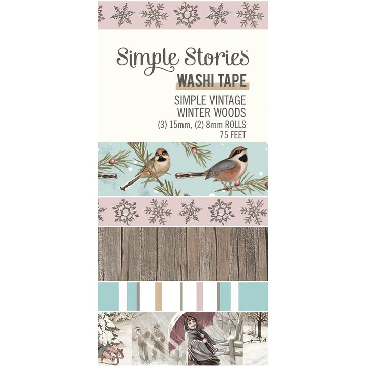 Simple Stories Vintage Winter Woods Washi Tape, 5/Pkg (SVWW9131)