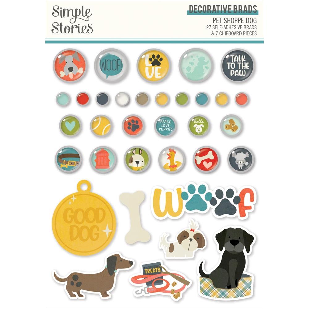 Simple Stories Pet Shoppe Dog Decorative Brads (PETD9226)