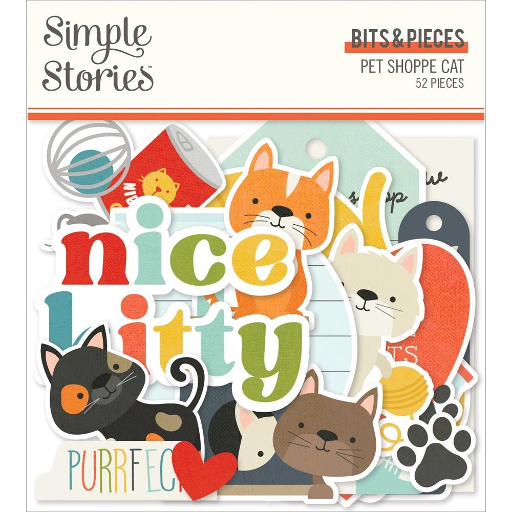 Simple Stories Pet Shoppe Cat Bits and Pieces Die Cuts (PETC9238)
