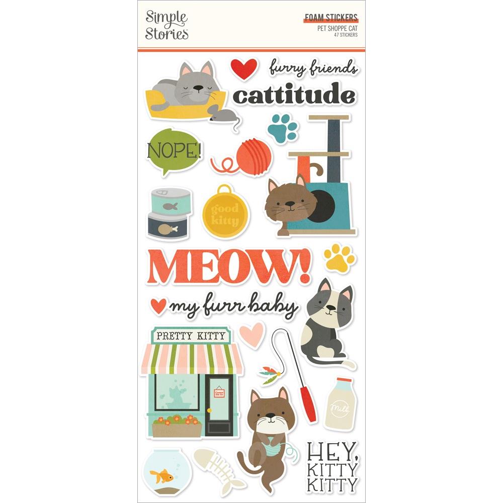 Simple Stories Pet Shoppe Cat Foam Stickers (PETC9239)