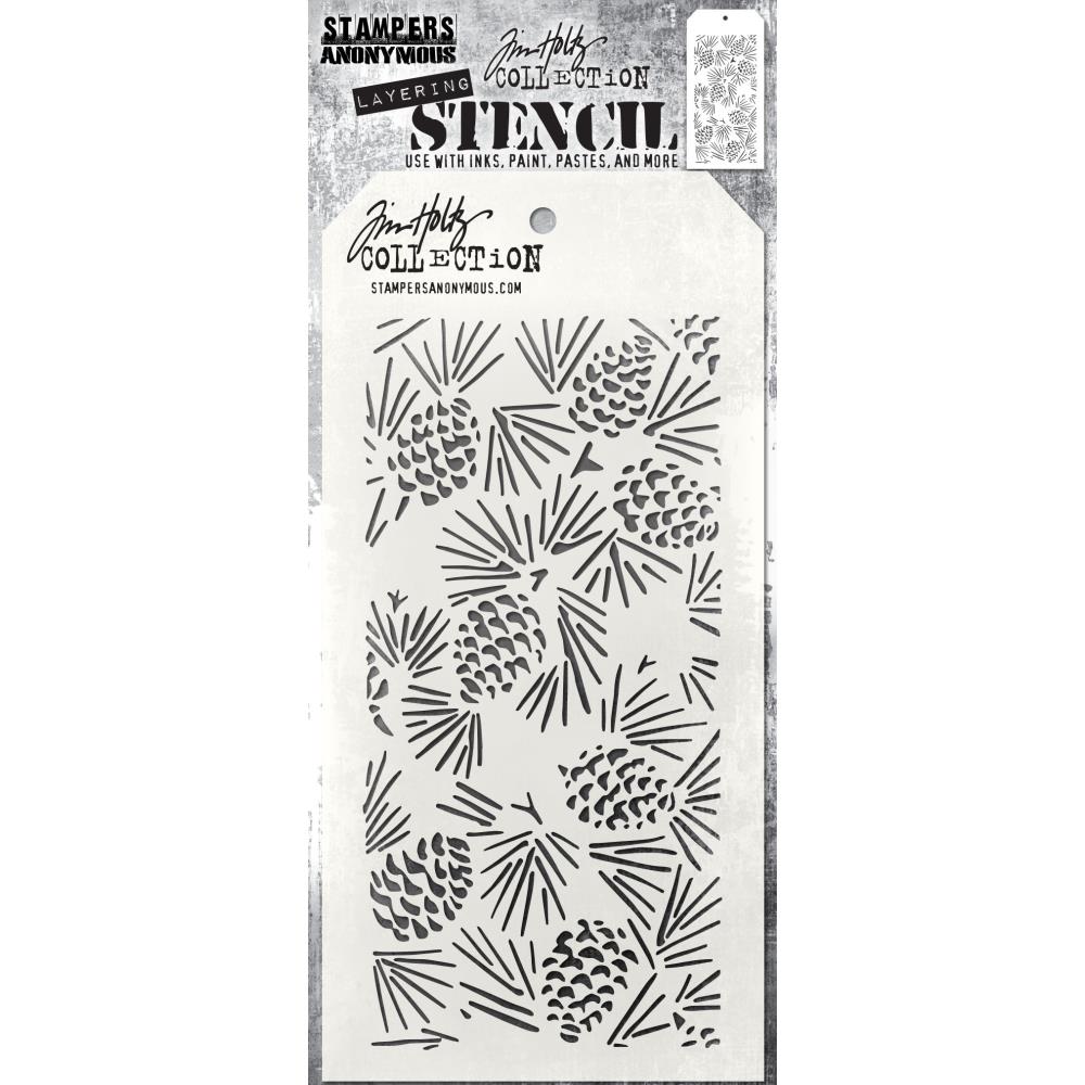 Tim Holtz 4"x8.5" Layering Stencil: Pinecones, by Stampers Anonymous (THS164)
