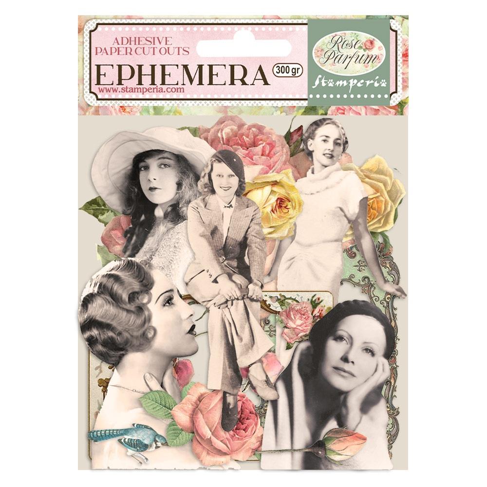 Stamperia Rose Parfum Adhesive Ephemera Die Cuts: Frames and Ladies (DFLCT10)