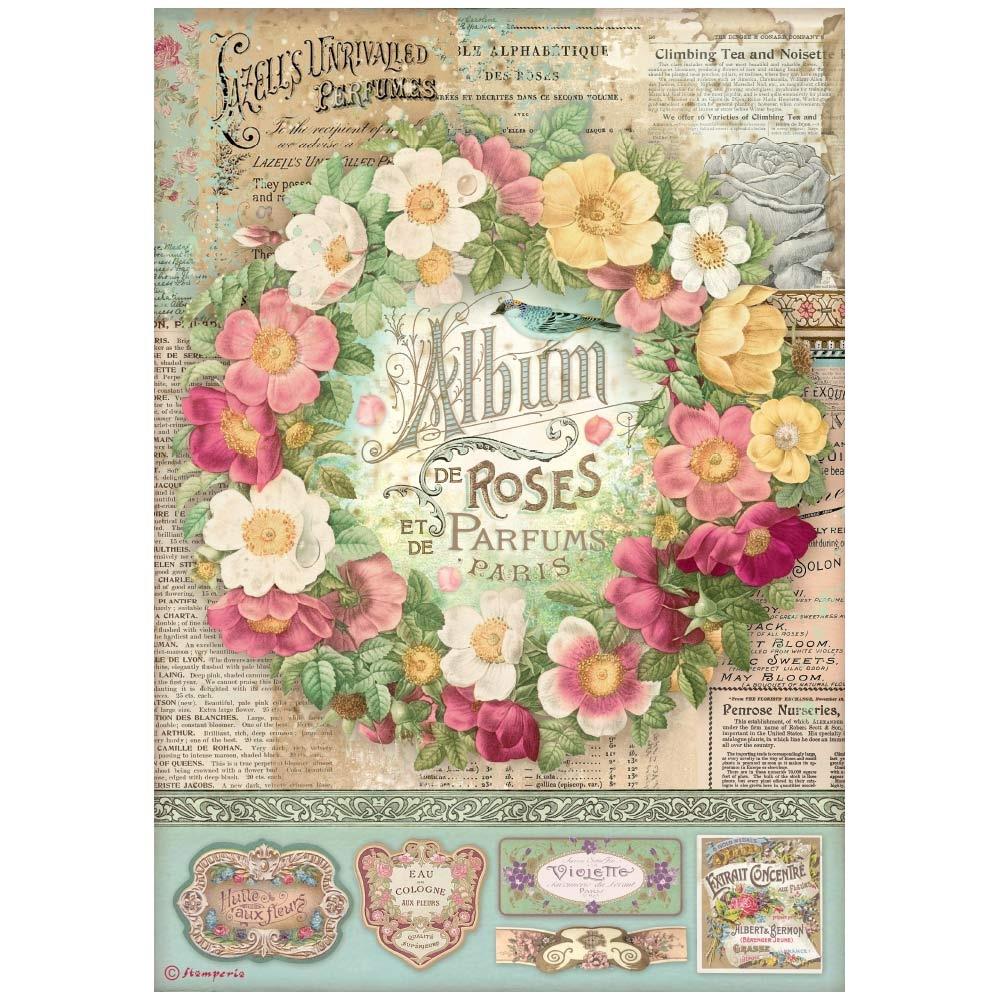 Stamperia Rose Parfum A4 Rice Paper Sheet: Album De Roses (DFSA4734)