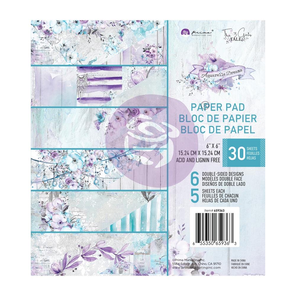 Prima Marketing Aquarelle Dreams 6"x6" Double Sided Paper Pad (P659363)