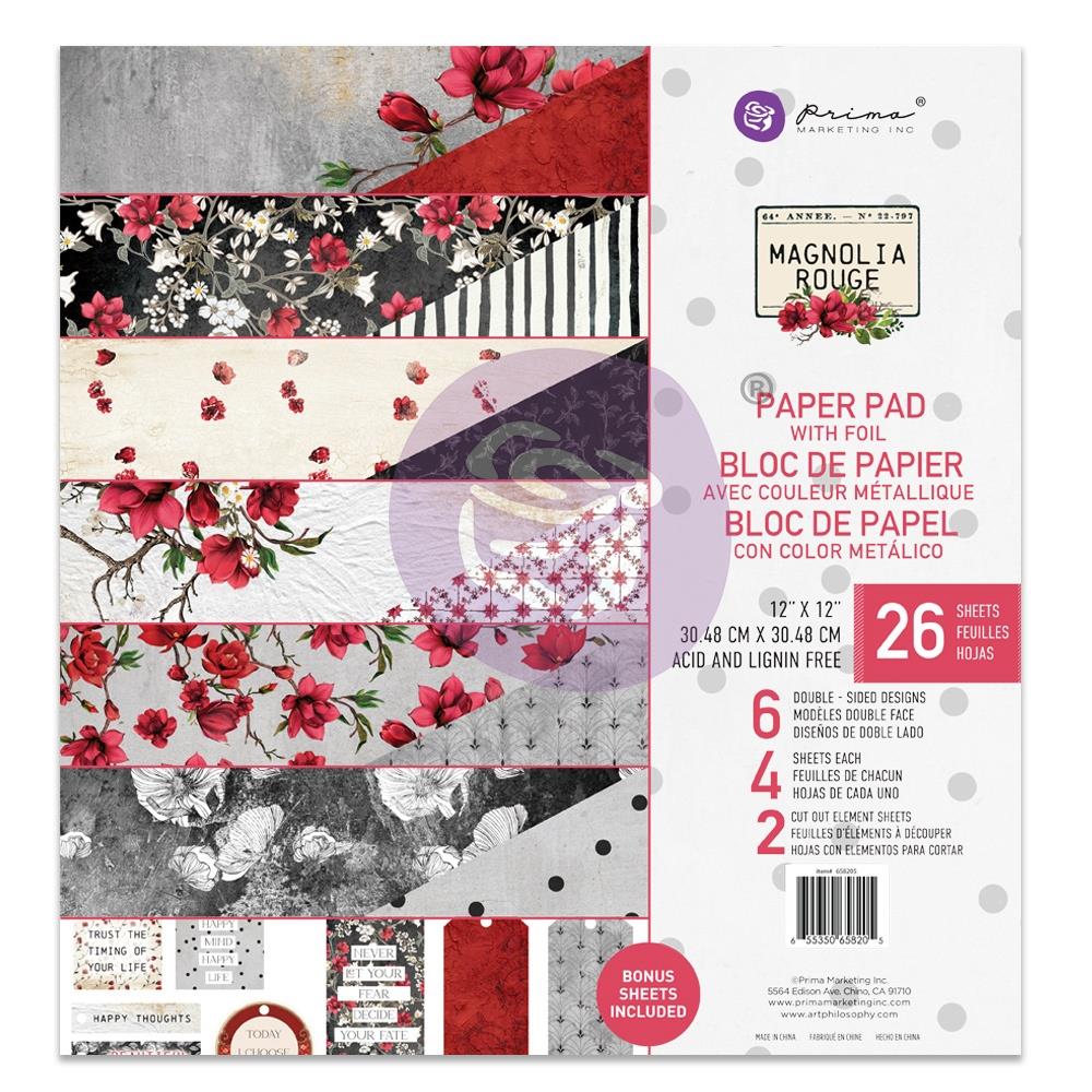 Prima Marketing Magnolia Rouge 12"x12" Double Sided Paper Pad (P658205)