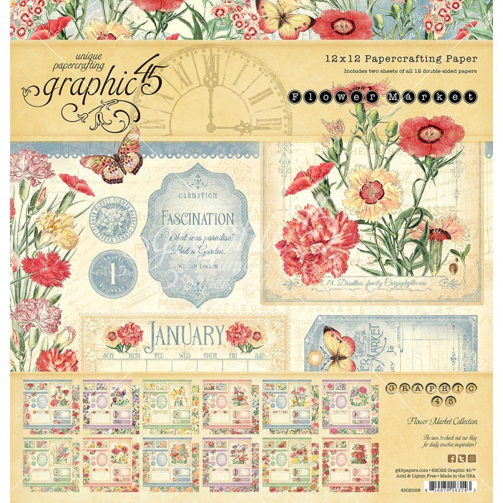 Graphic 45 Flower Market 12"x12" Double Sided Collection Pack (G4502558)