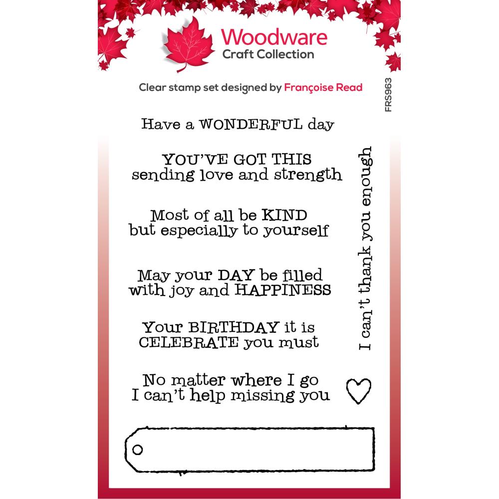 Woodware 4"x6" Clear Stamps: Long Tag Wishes (FRS963)