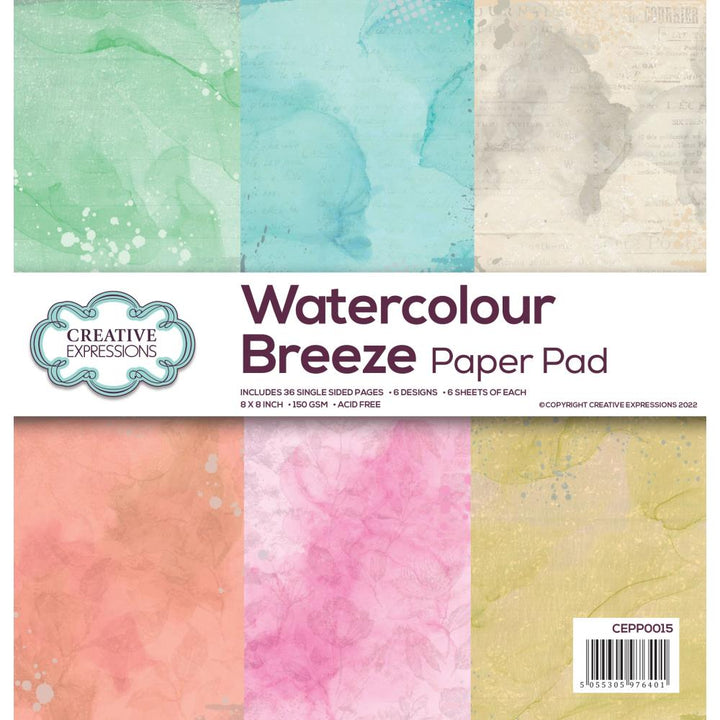 Creative Expressions 8"x8" Single Sided Paper Pad: Watercolor Breeze (CEPP0015)