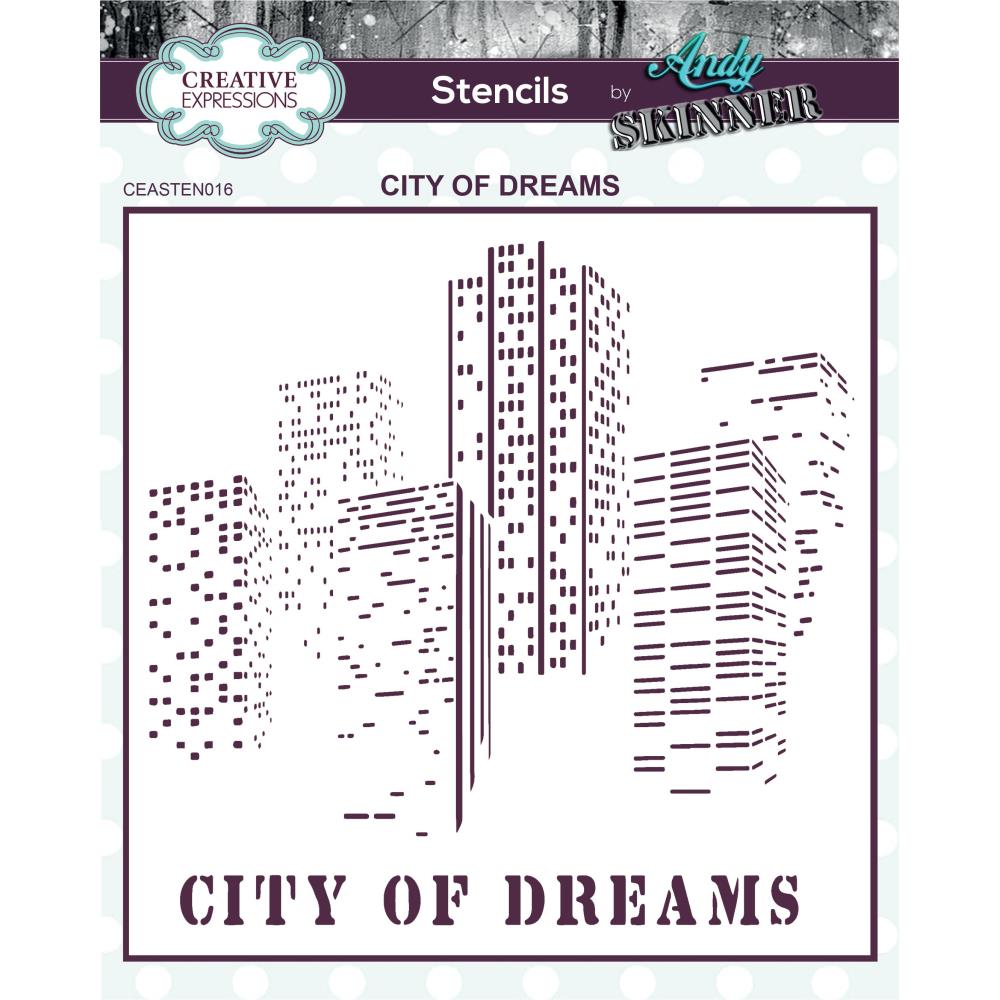Creative Expressions 7"x7" Stencil: City Of Dreams, by Andy Skinner (CEAST016)