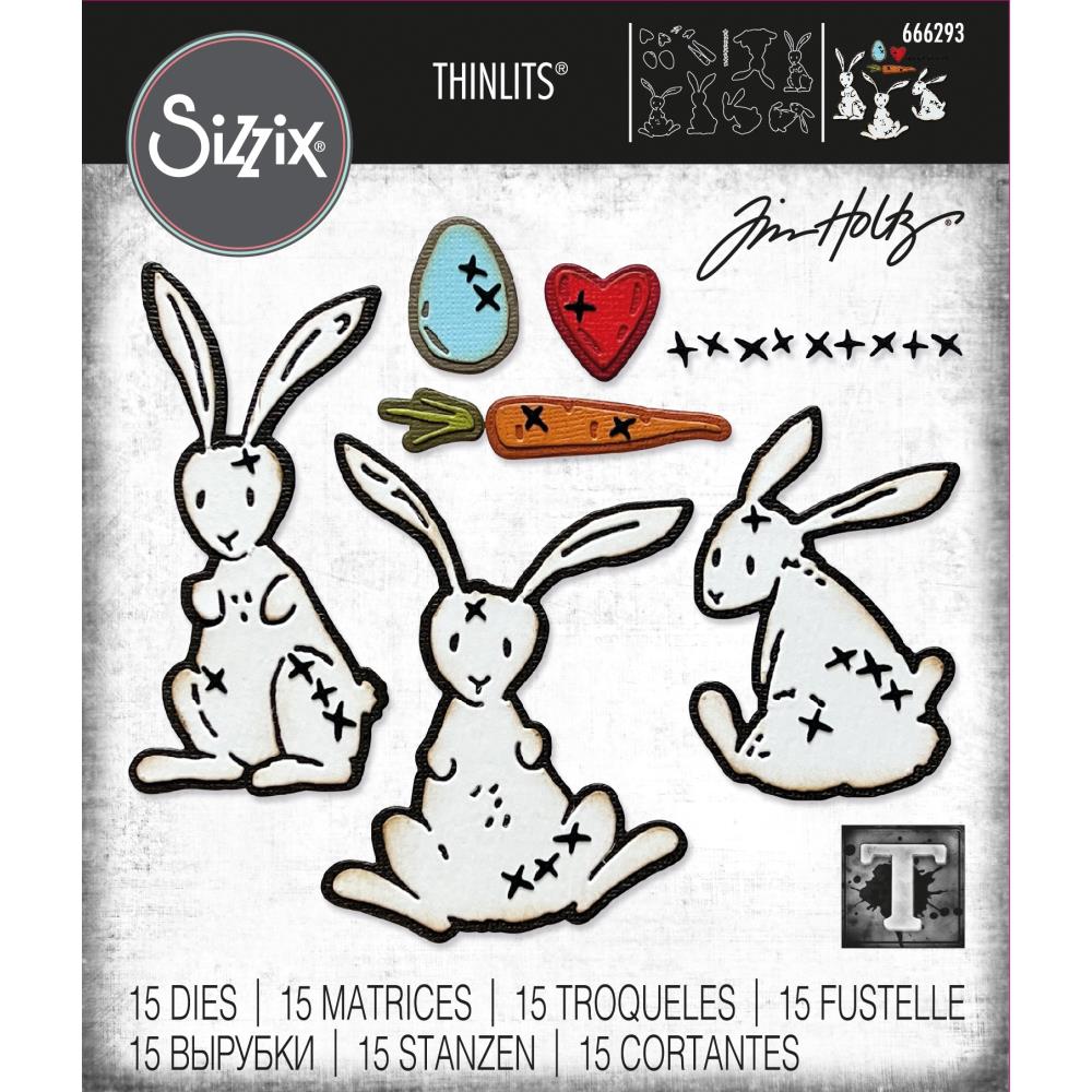 Tim Holtz Thinlits Dies: Bunny Stitch, by Sizzix, 15/Pkg (666293)