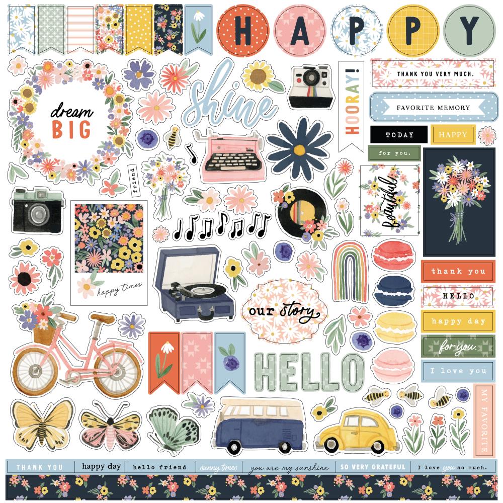 Carta Bella Here, There and Everywhere 12"X12" Cardstock Stickers: Elements (TE308014)
