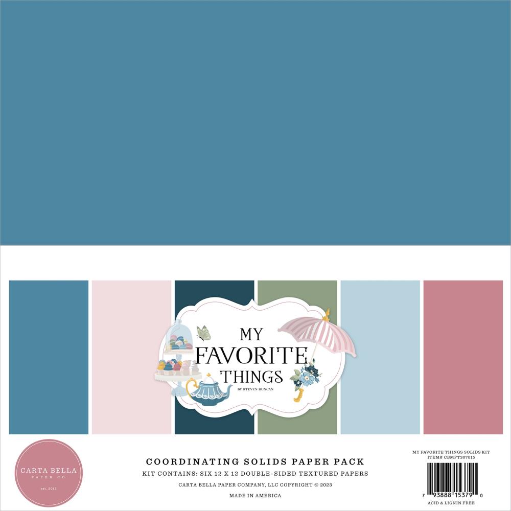 Carta Bella My Favorite Things 12"X12" Double-Sided Solid Cardstock, 6/Pkg (FT307015)