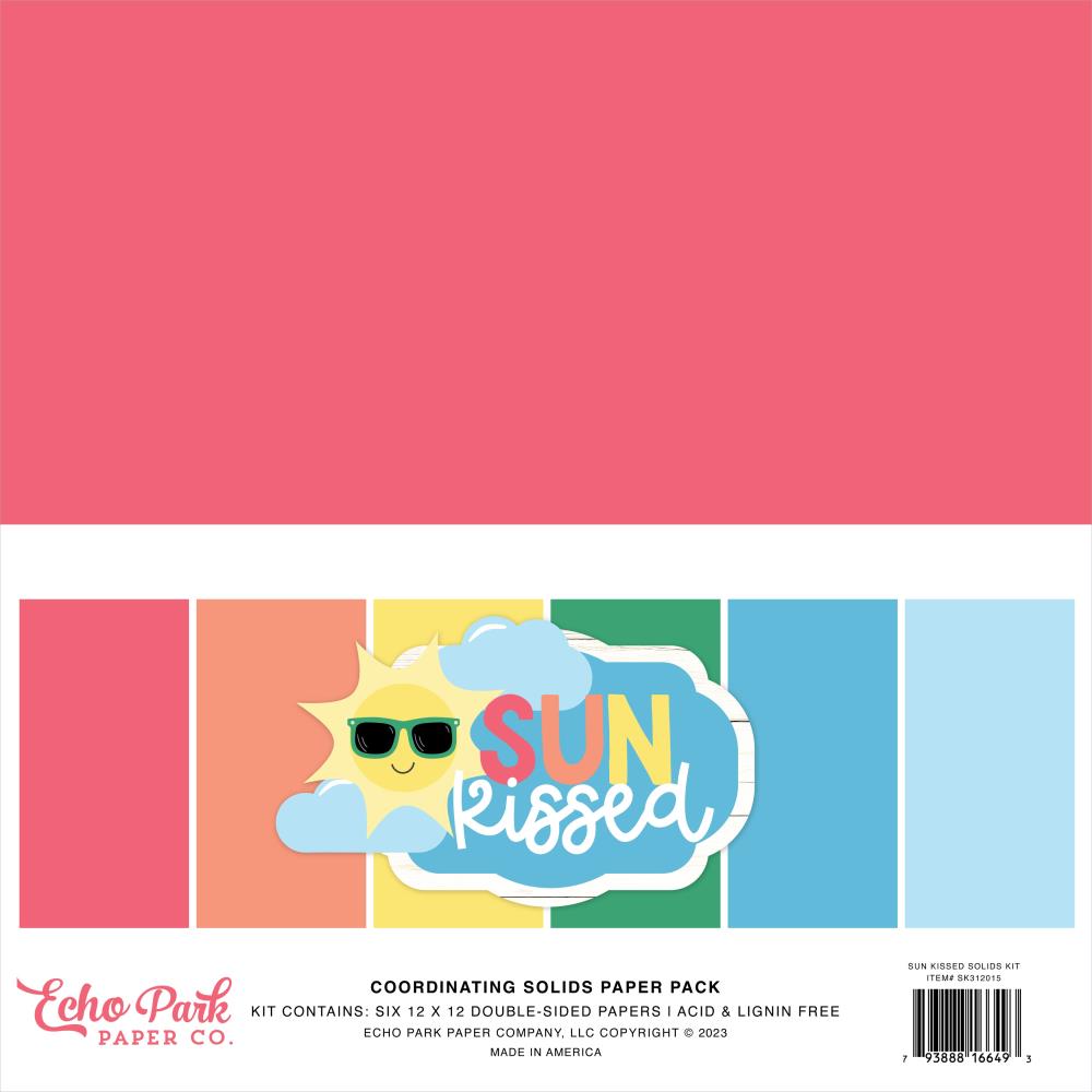 Echo Park Sun Kissed 12"X12" Double-Sided Solid Cardstock: 6 Colors, 6/Pkg (SK312015)