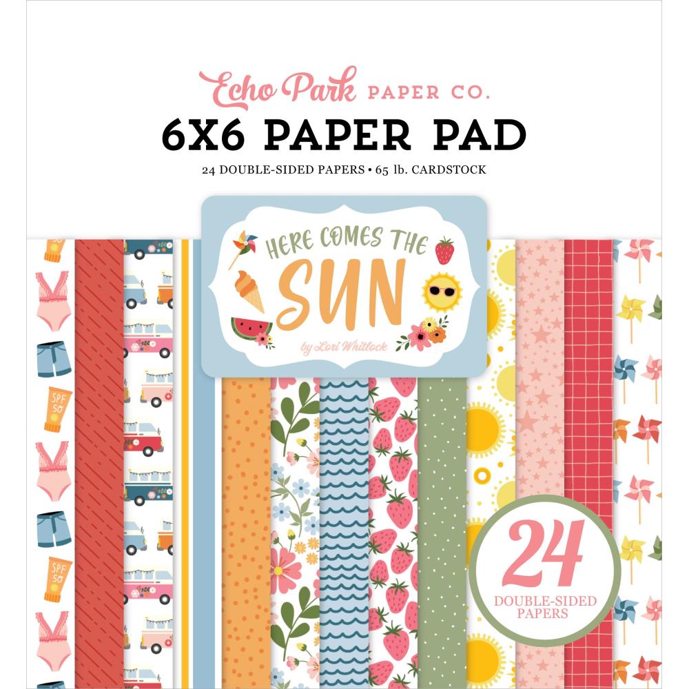 Echo Park Here Comes The Sun 6"X6" Double-Sided Paper Pad, 24/Pkg (TS311023)