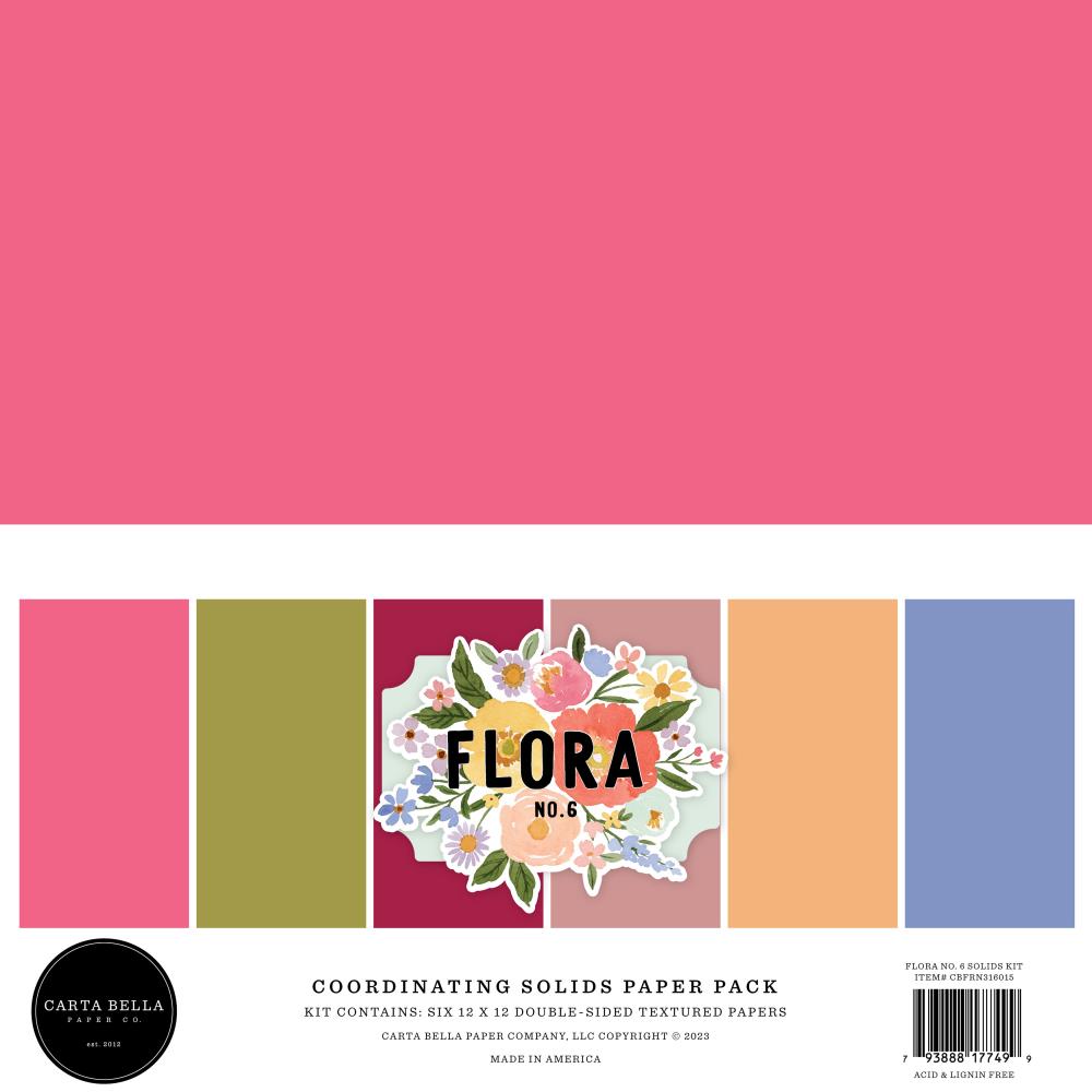 Carta Bella Flora No. 6 12"X12" Double-Sided Solid Cardstock, 6/Pkg (RN316015)