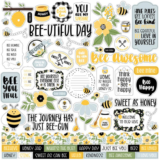 Echo Park Bee Happy 12"X12" Cardstock Stickers: Elements (BH319014)