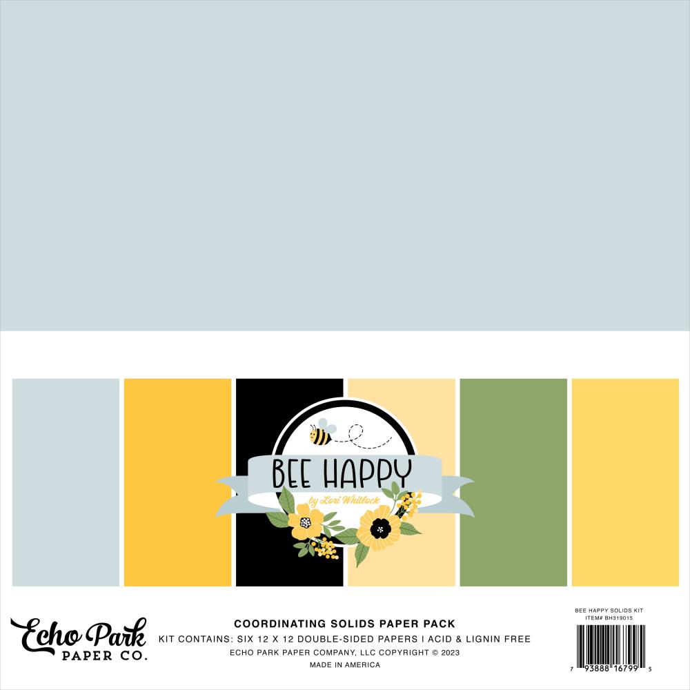 Echo Park 12"X12" Double-Sided Solid Cardstock, 6/Pkg 
(BH319015)