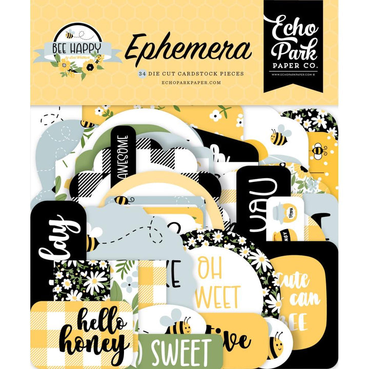 Echo Park Bee Happy Cardstock Ephemera: Icons, 33/Pkg (BH319024)