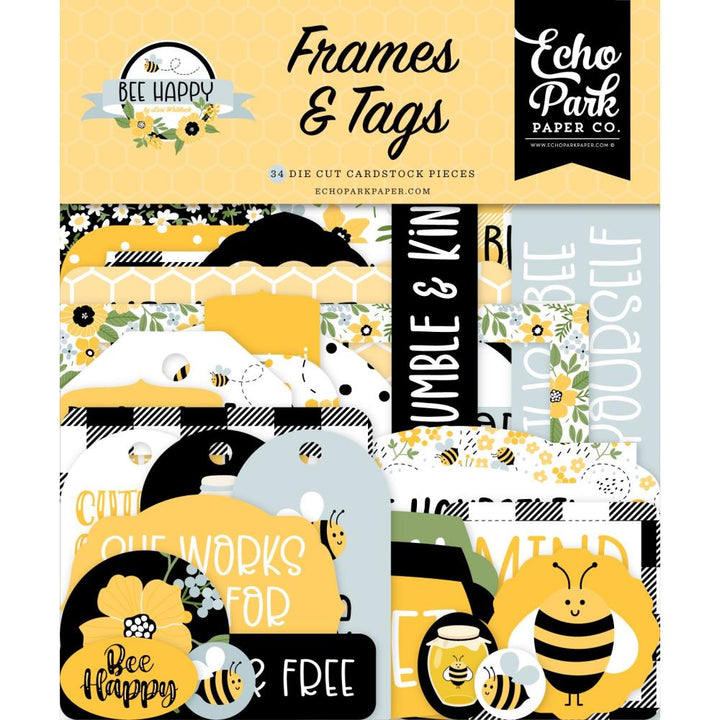 Echo Park Bee Happy Cardstock Ephemera: Frames & Tags, 33/Pkg (BH319025)