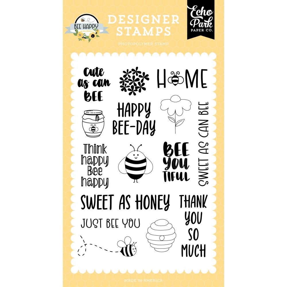 Echo Park Bee Happy Stamps: Cute As Can Bee (BH319044)