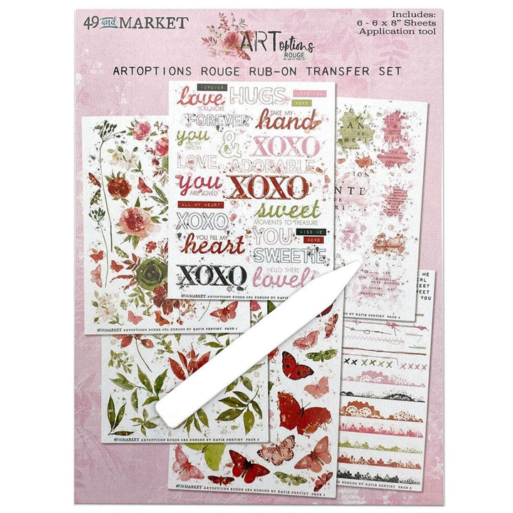 49 and Market ARToptions Rouge 6"X8" Rub-Ons 6/Sheets (AOR39395)
